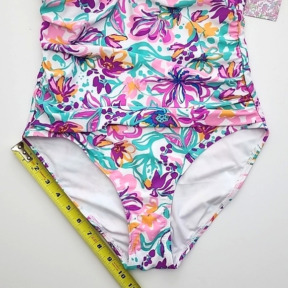 NWT Stella Parker Women's One Piece Halter Swimsuit Abstract Floral Pink Size M - Picture 8 of 9